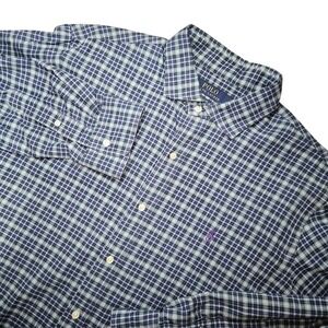 Polo Ralph Lauren Shirt Men XL Blue Plaid Classic Fit Preppy Coastal Holiday